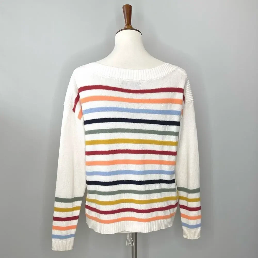 Loft Fuzzy Striped Sweater Women’s Size XS - Picture 5 of 9